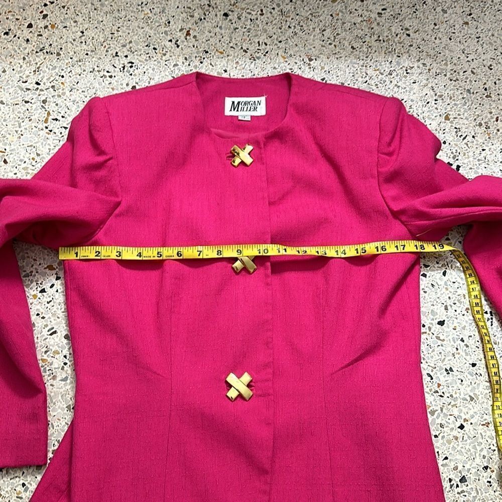 Morgan Miller hot Barbie pink gold X button blazer jacket medium 8 - Picture 9 of 10